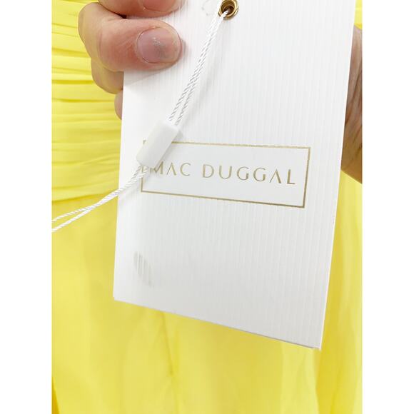 MAC DUGGAL Dress Size 14 / 14W Evening Gown Yellow NEW V Neck Slit - Picture 2 of 9